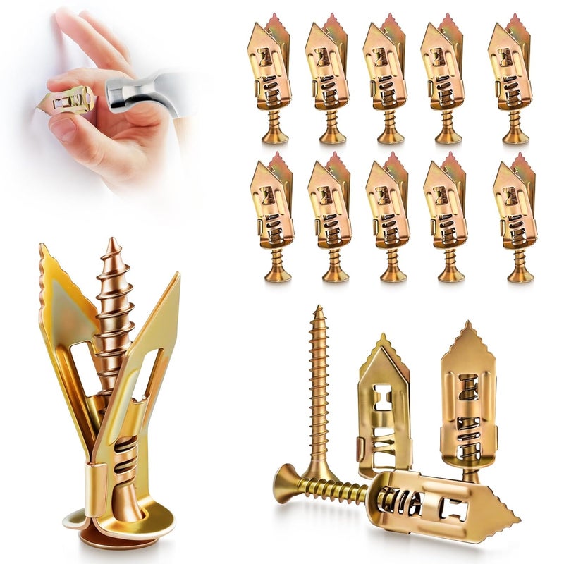 Vintex 100Pcs Self Drilling Drywall Anchors and Screws Kit, Steel Wall Anchors and Screws for Heavy Duty, No Drill or Holes in Sheetrock Expansion Anchors - Image 1